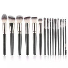 15pcs Luxury Professional Makeup Brushes Set Kits Cosmetic Black Wooden Private Label Logo Custom Makeup Brush Set